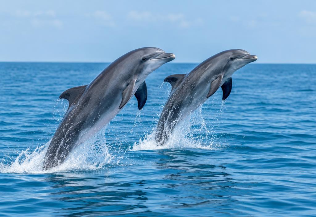 Dauphins sautant dans l’océan